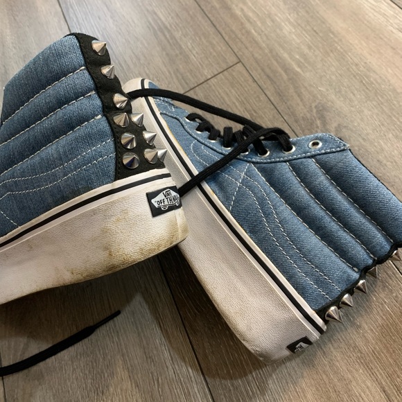 PUNK ROCK Denim VANS with spike rivets - Picture 2 of 8